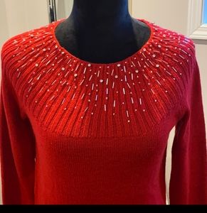 APT.9 red sweater rhinestone and sparkle